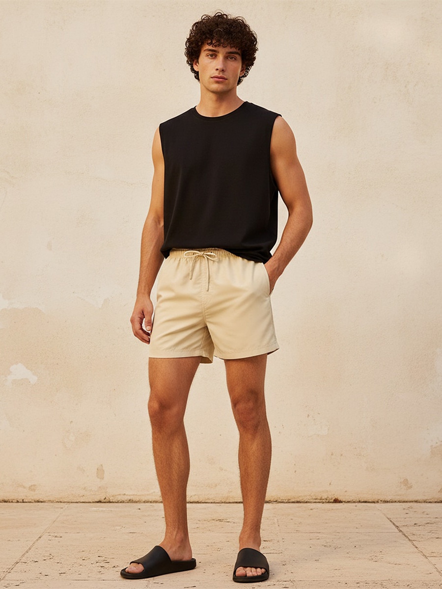 Men Drawstring Waist Shorts