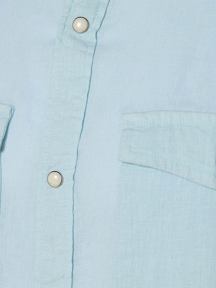 Men Regular Fit Collared Long Sleeves Linen Shirt