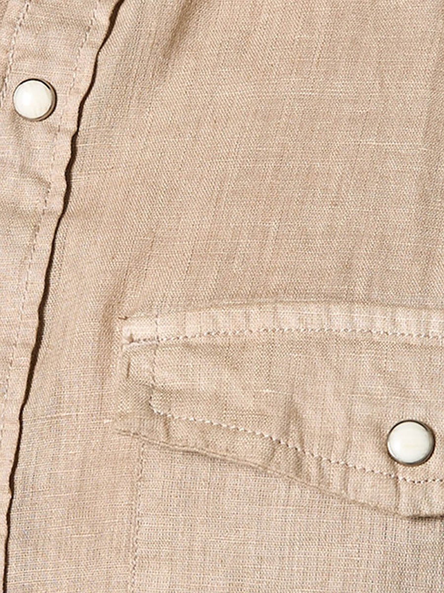 Men Regular Fit Collared Long Sleeves Linen Shirt