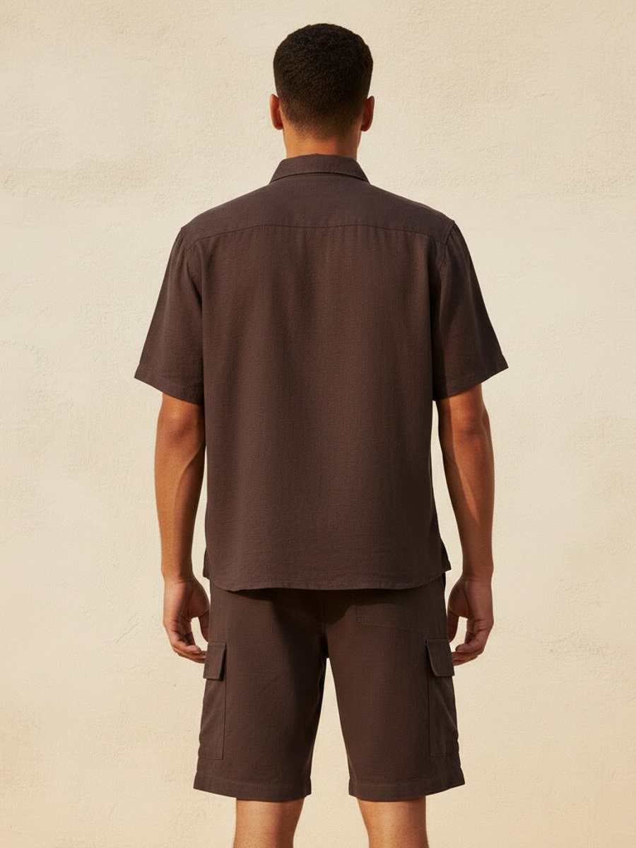 Men Regular Fit Collared Short Sleeves Shirt