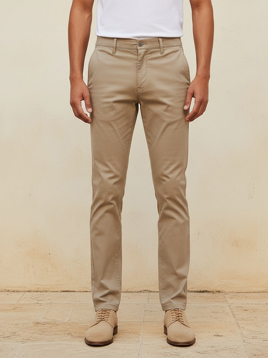 Men Slim Fit Chinos with Pockets