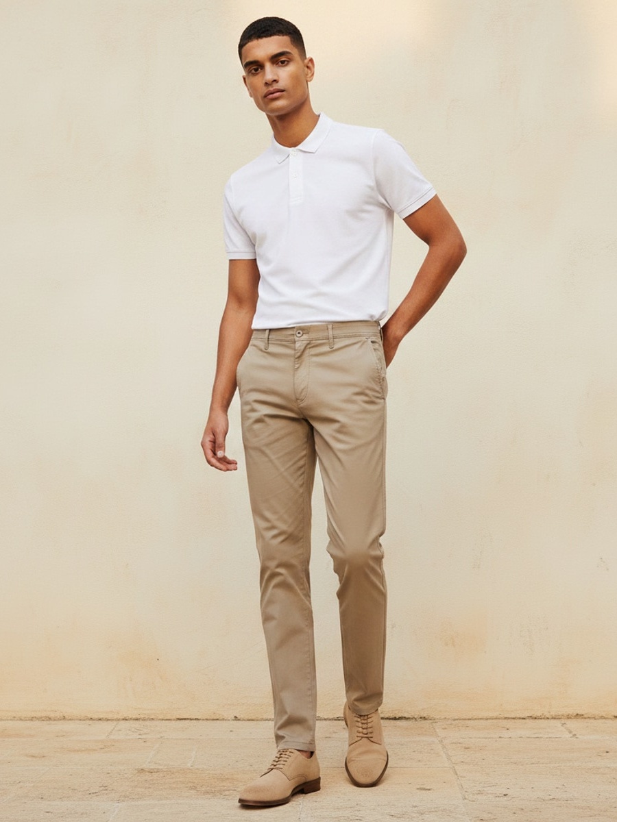 Men Slim Fit Chinos with Pockets