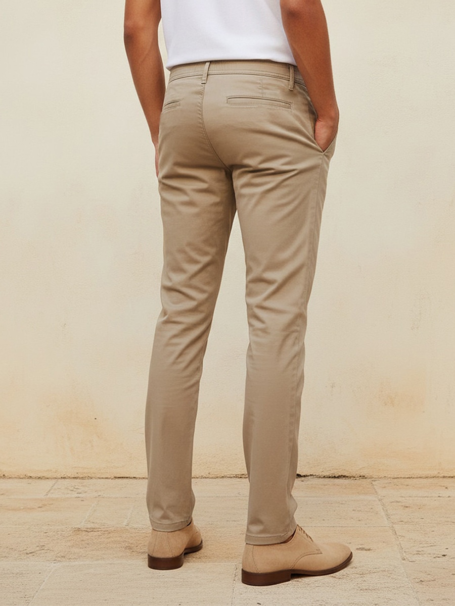 Men Slim Fit Chinos with Pockets