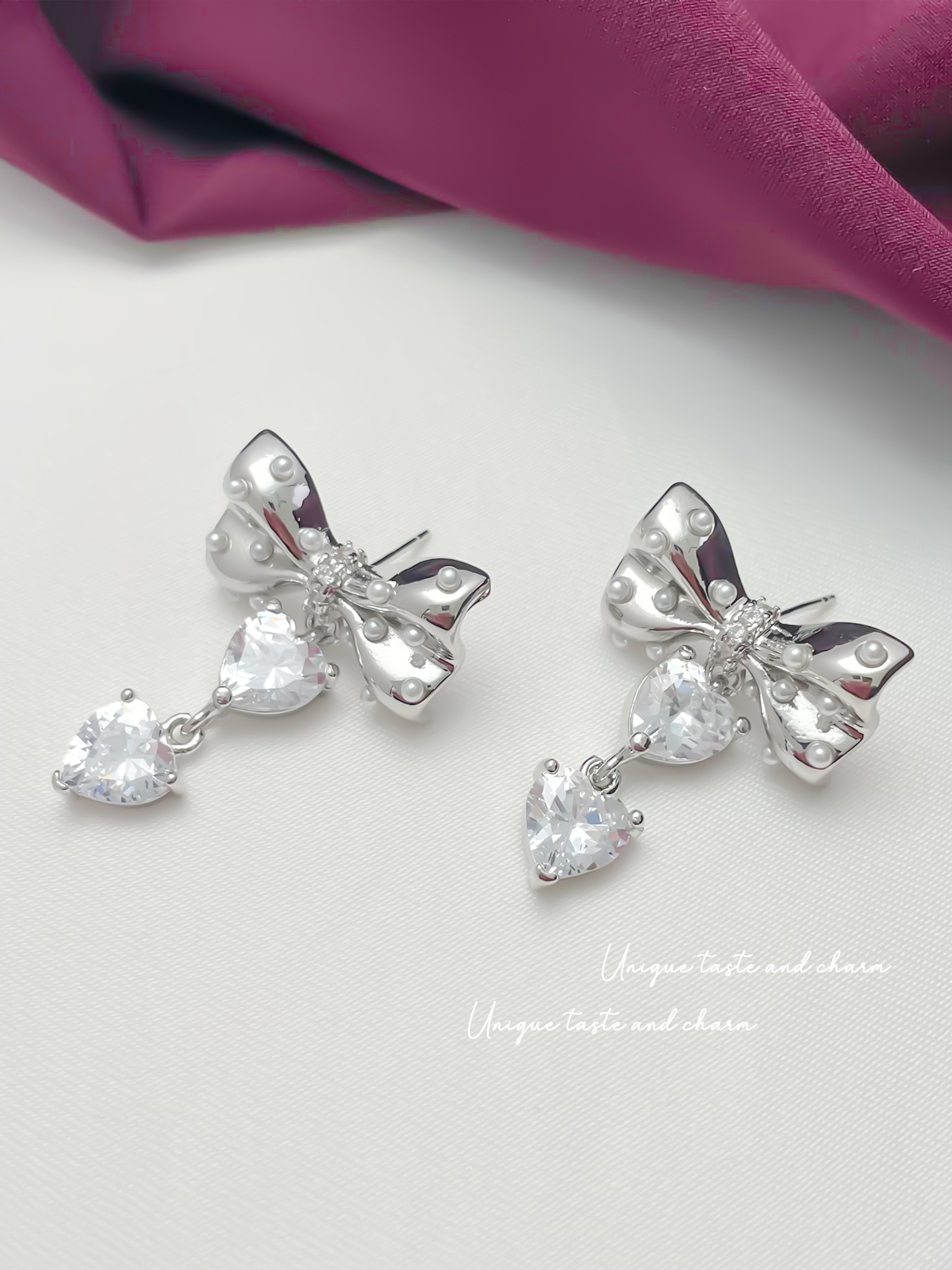Embellished Bow Dangle Earrings
