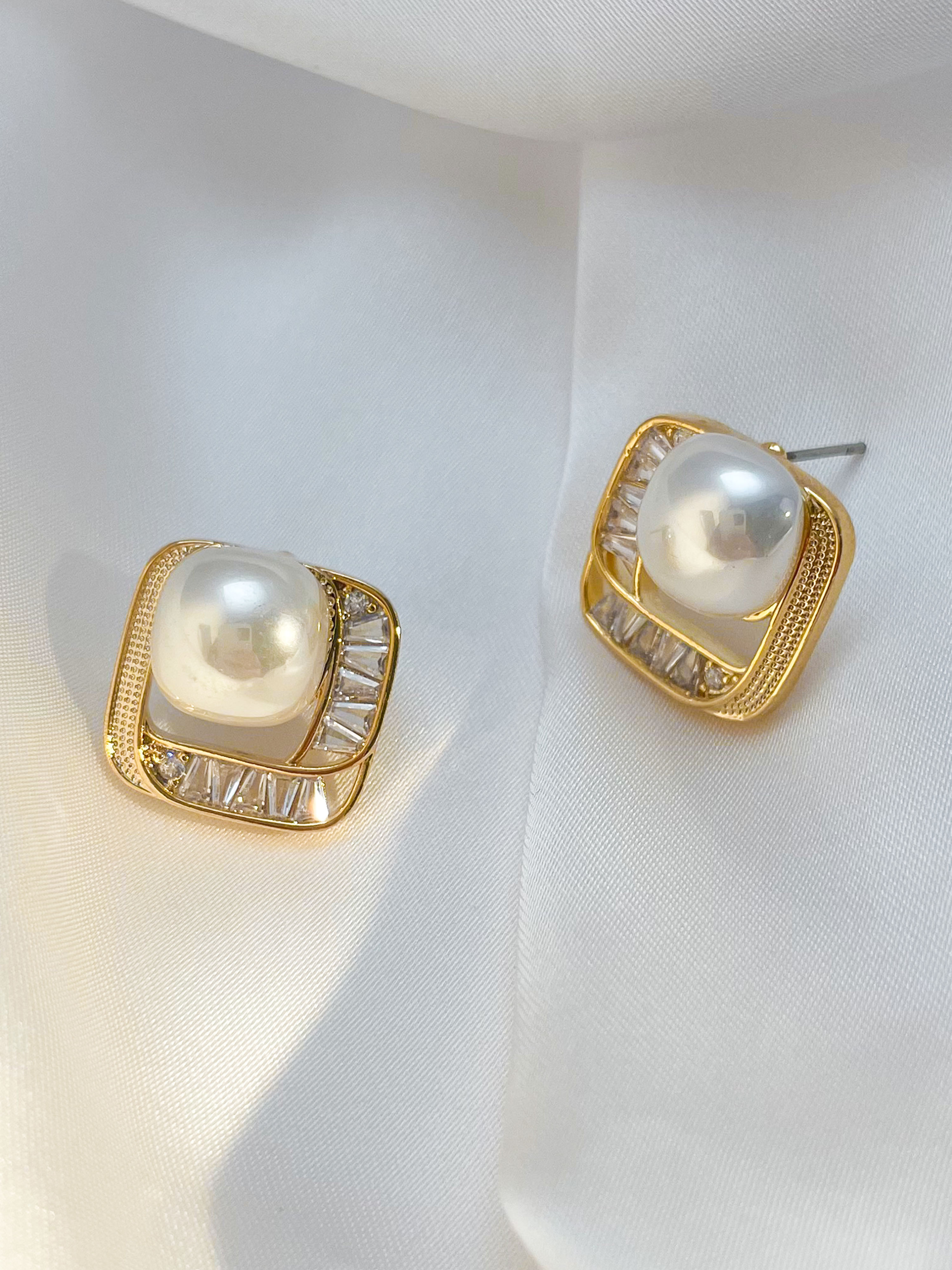 Faux Pearl Stud Earrings