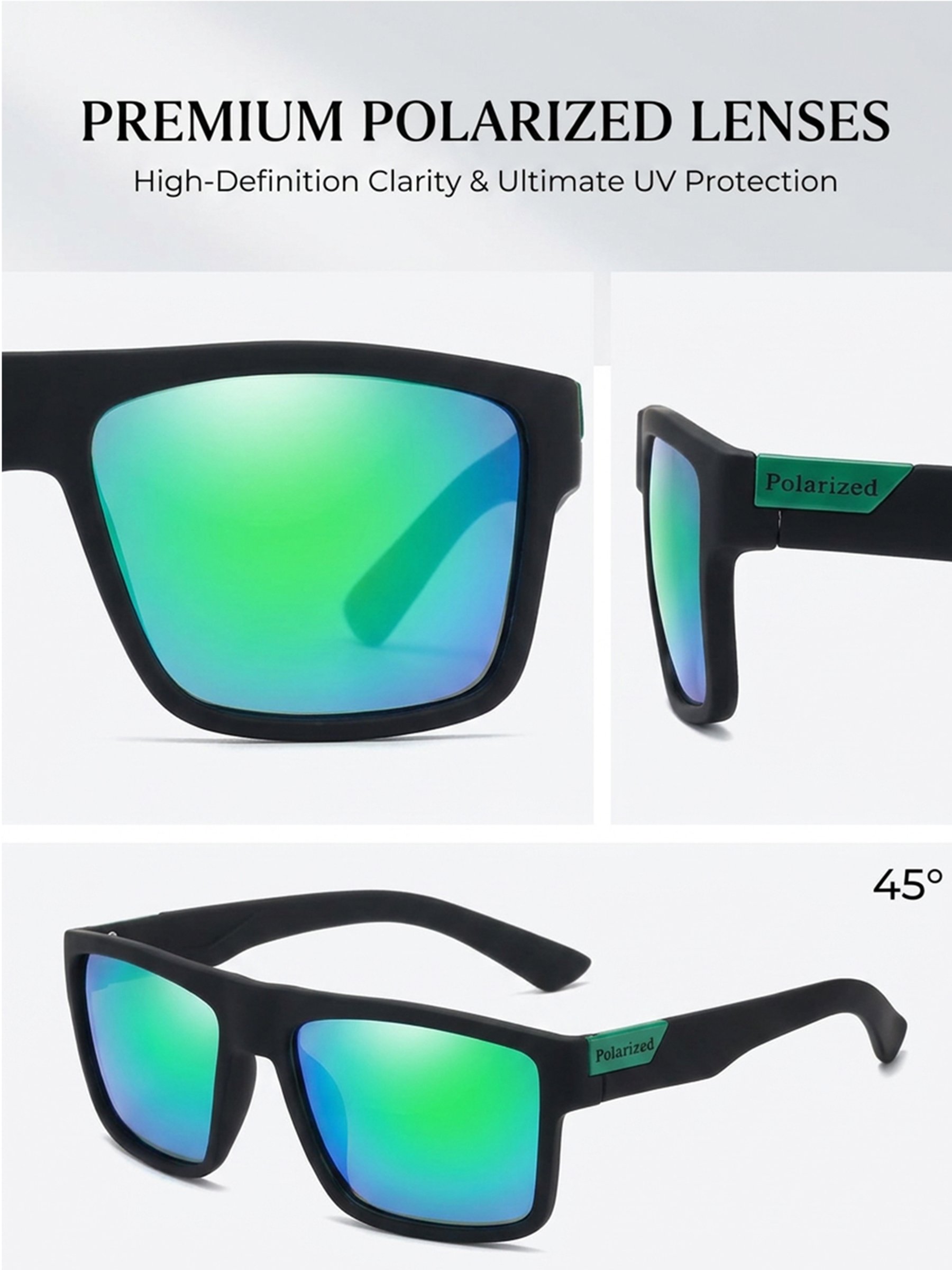 Men Green Mirrored Square Sunglasses