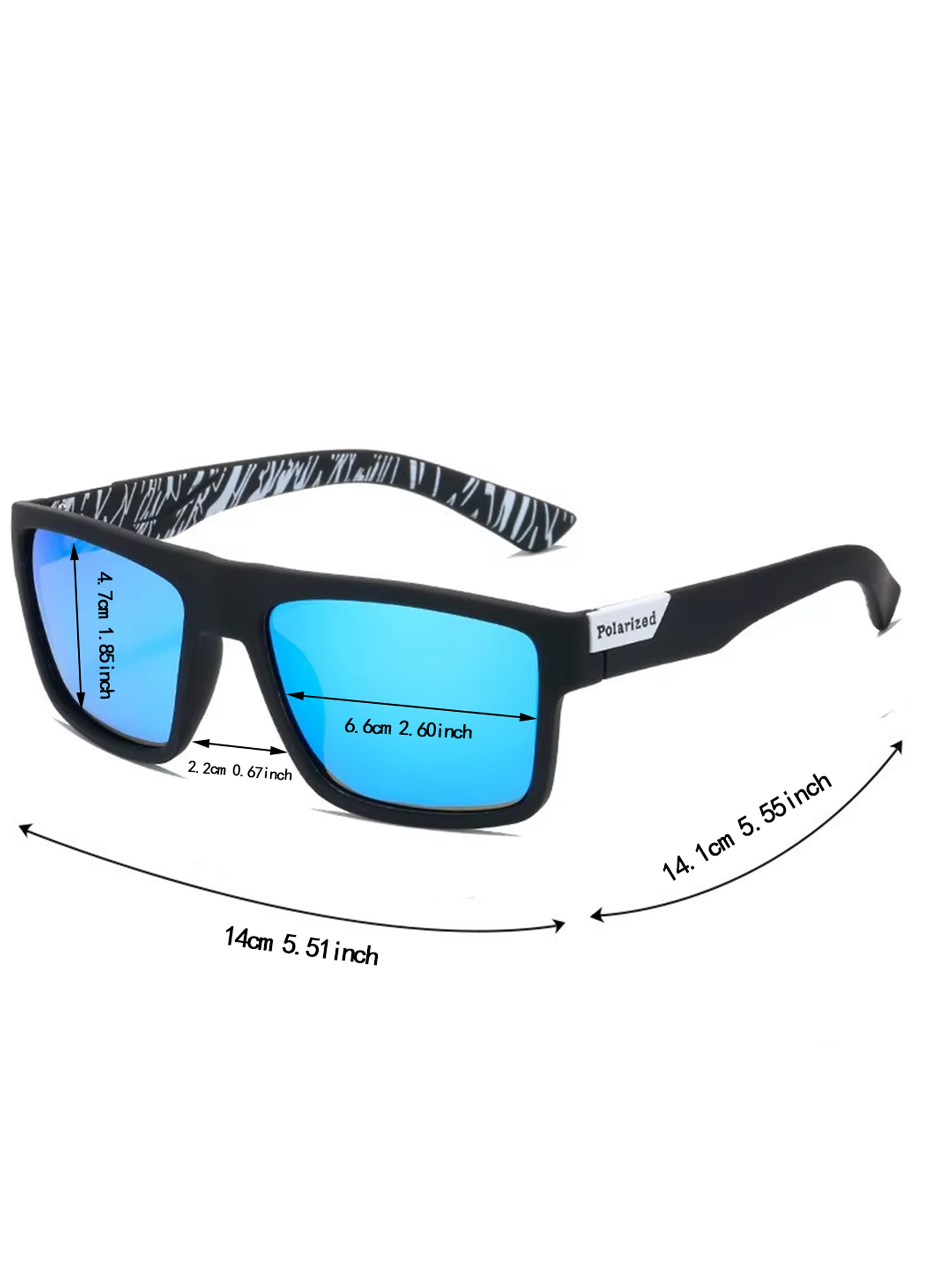 Men Blue Retro Square Sunglasses