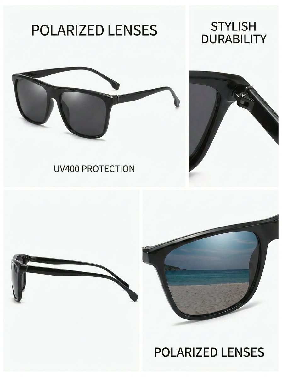 Men Black Square Frame Sunglasses