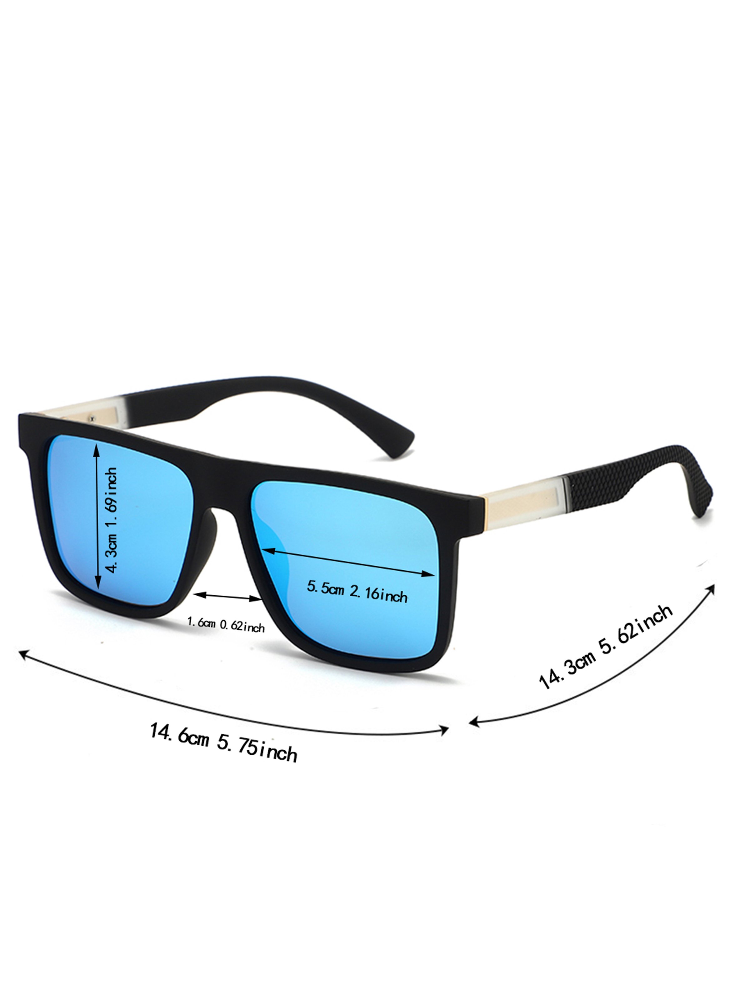 Men Blue Mirrored Square Sunglasses