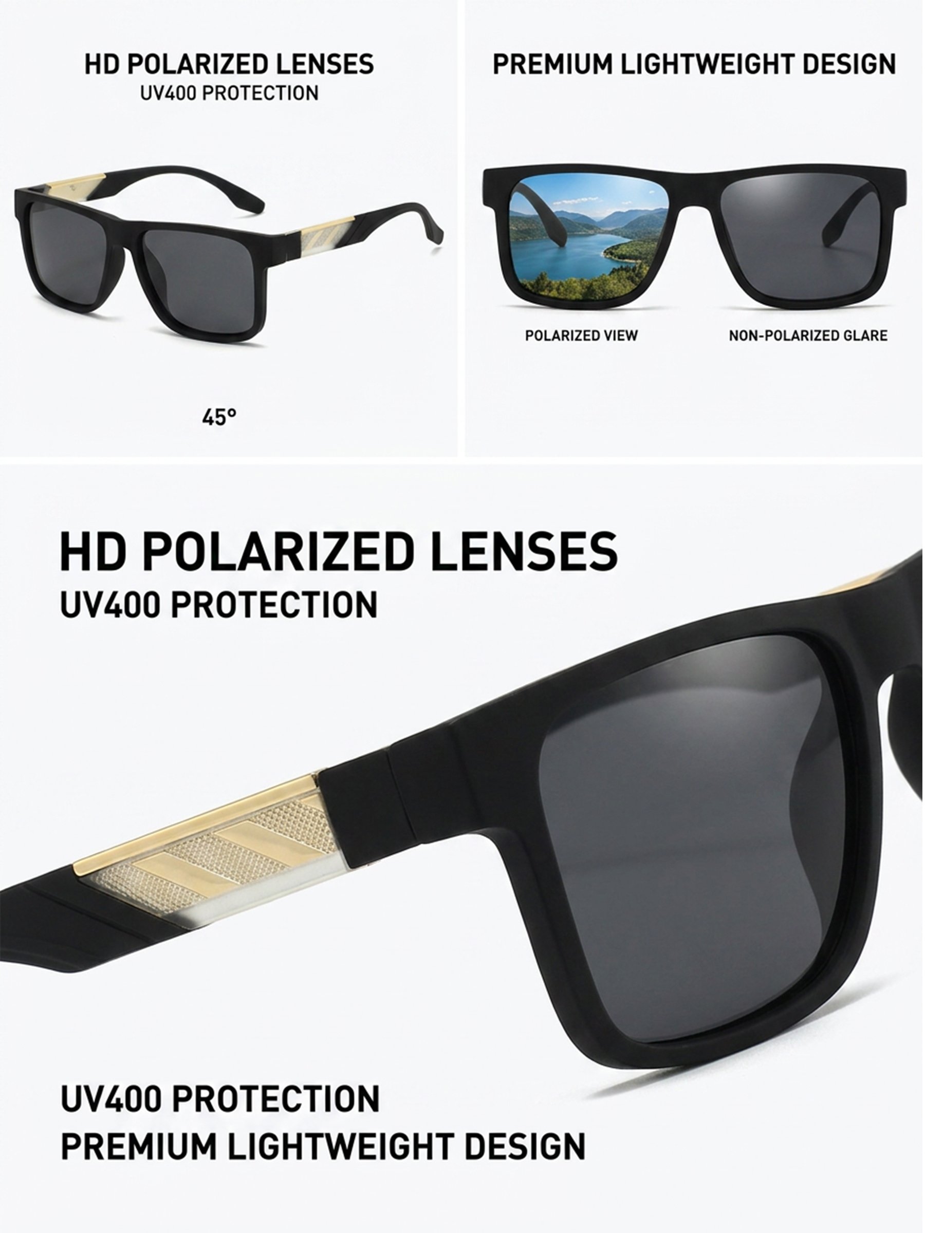 Black Flat Top Square Sunglasses
