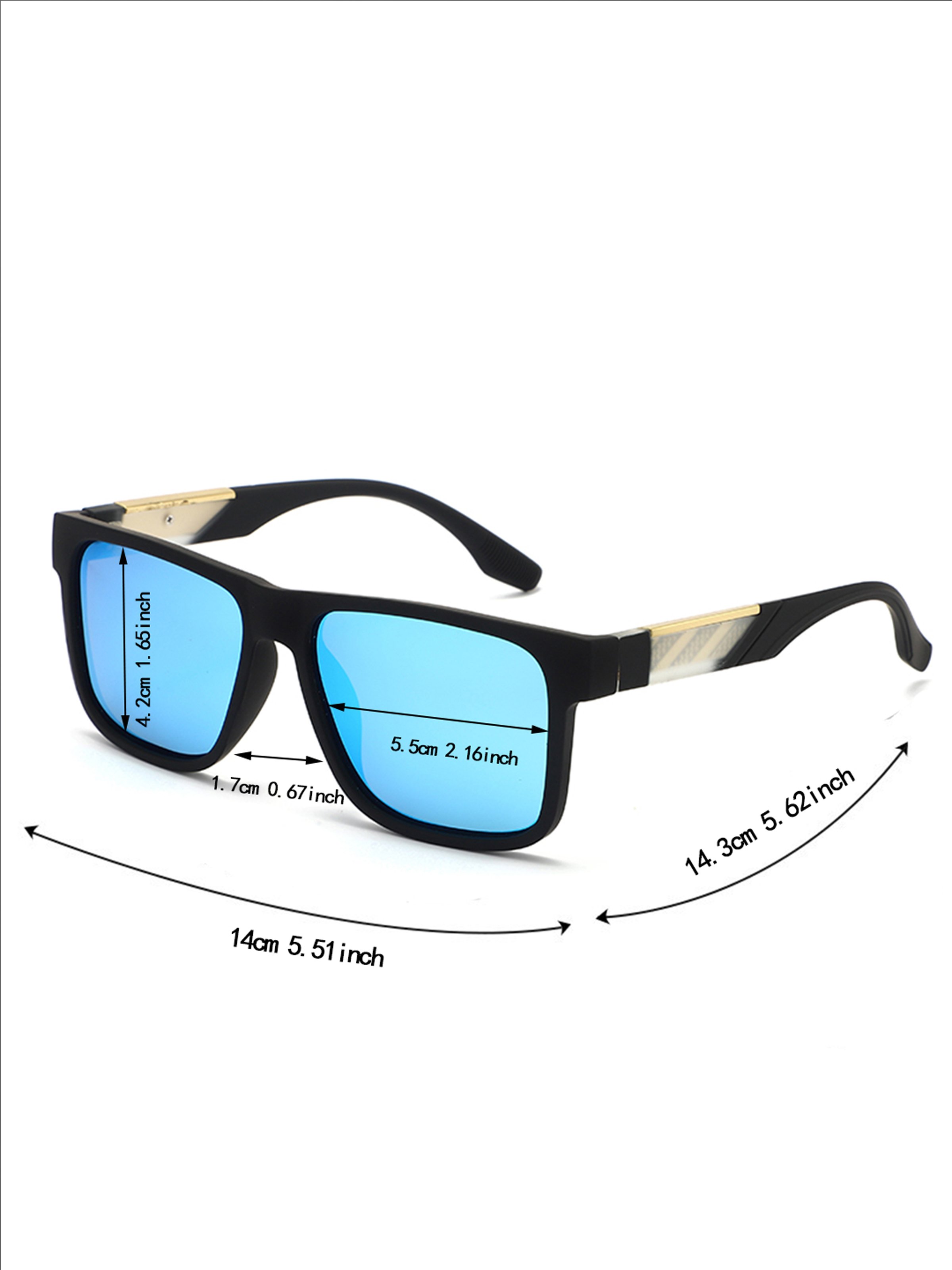 Men Blue Mirrored Flat Top Square Sunglasses