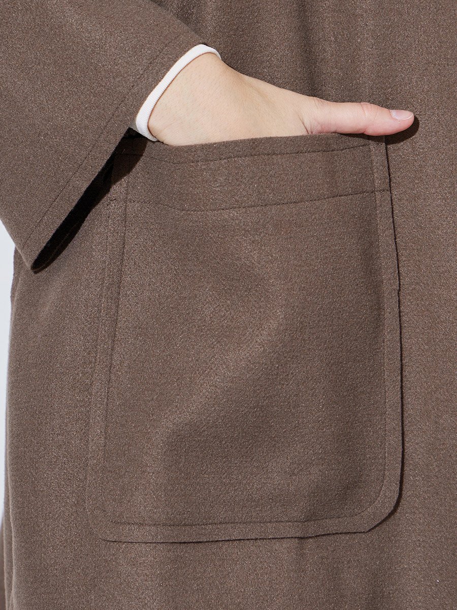 Brown Notch Lapel Button-Up Coat