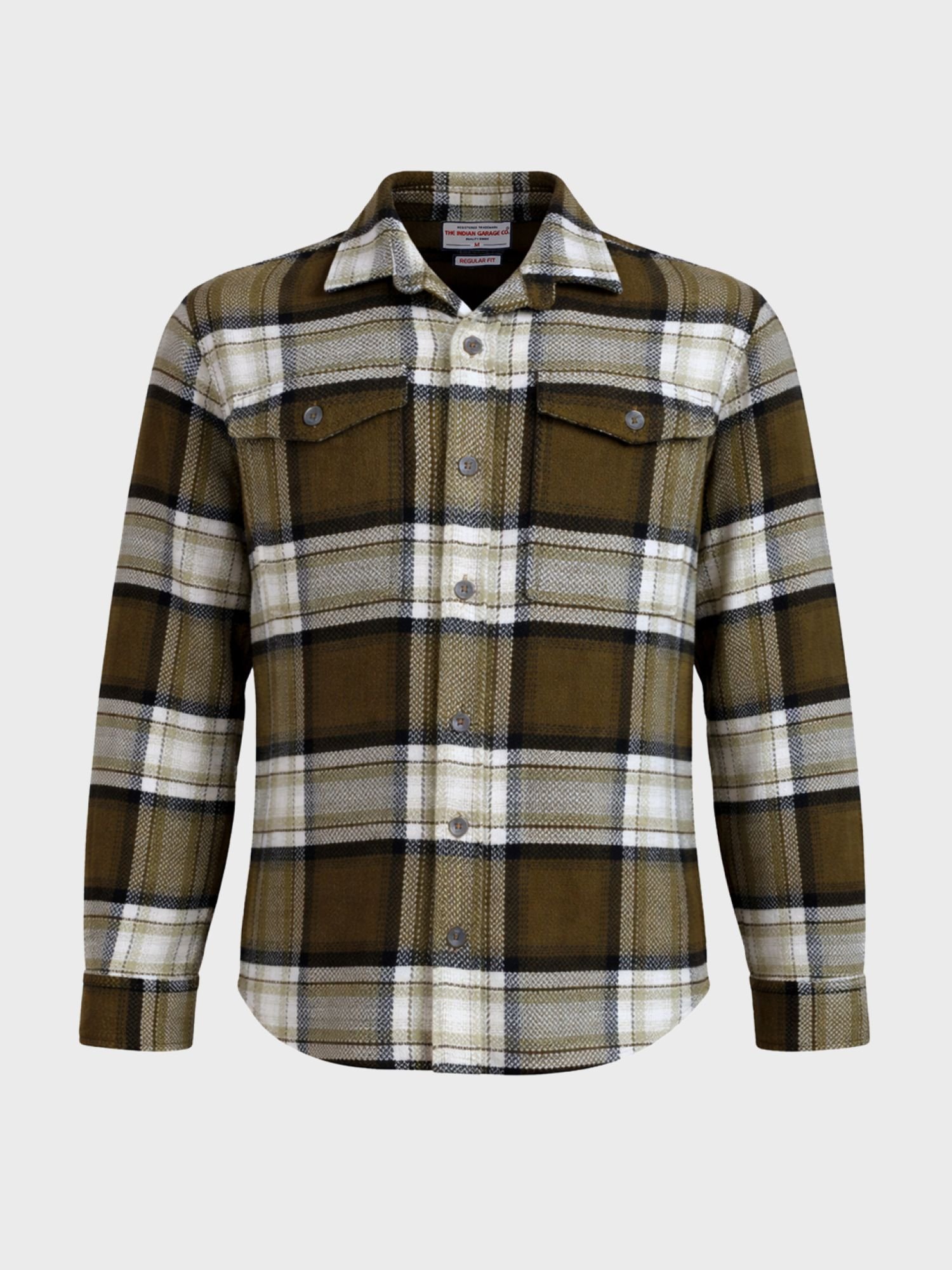 Men Regular Fit Checked Cutaway Collar Casual Overshirt