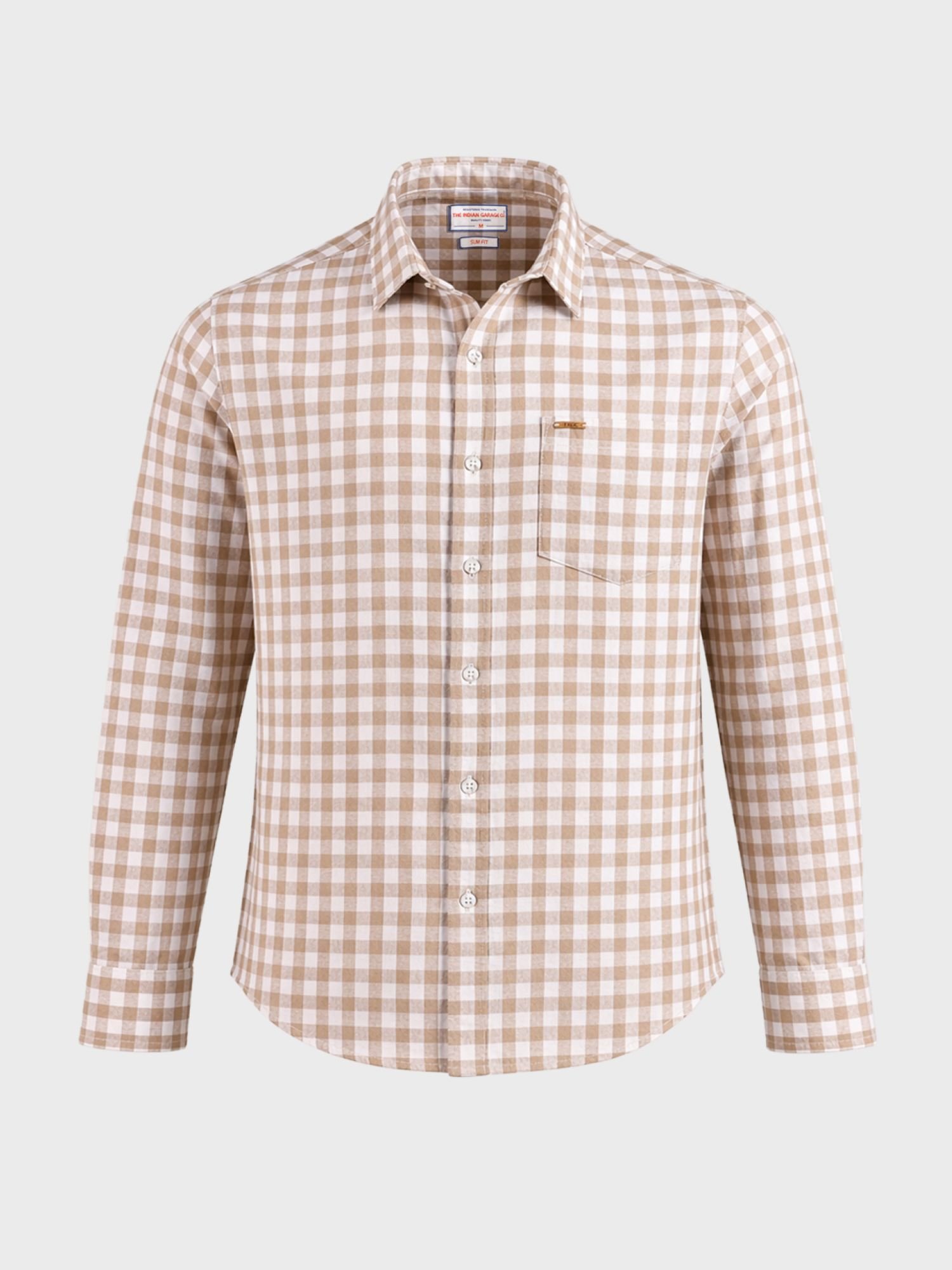 Men Regular Fit Checked Cutaway Collar Casual Shirt