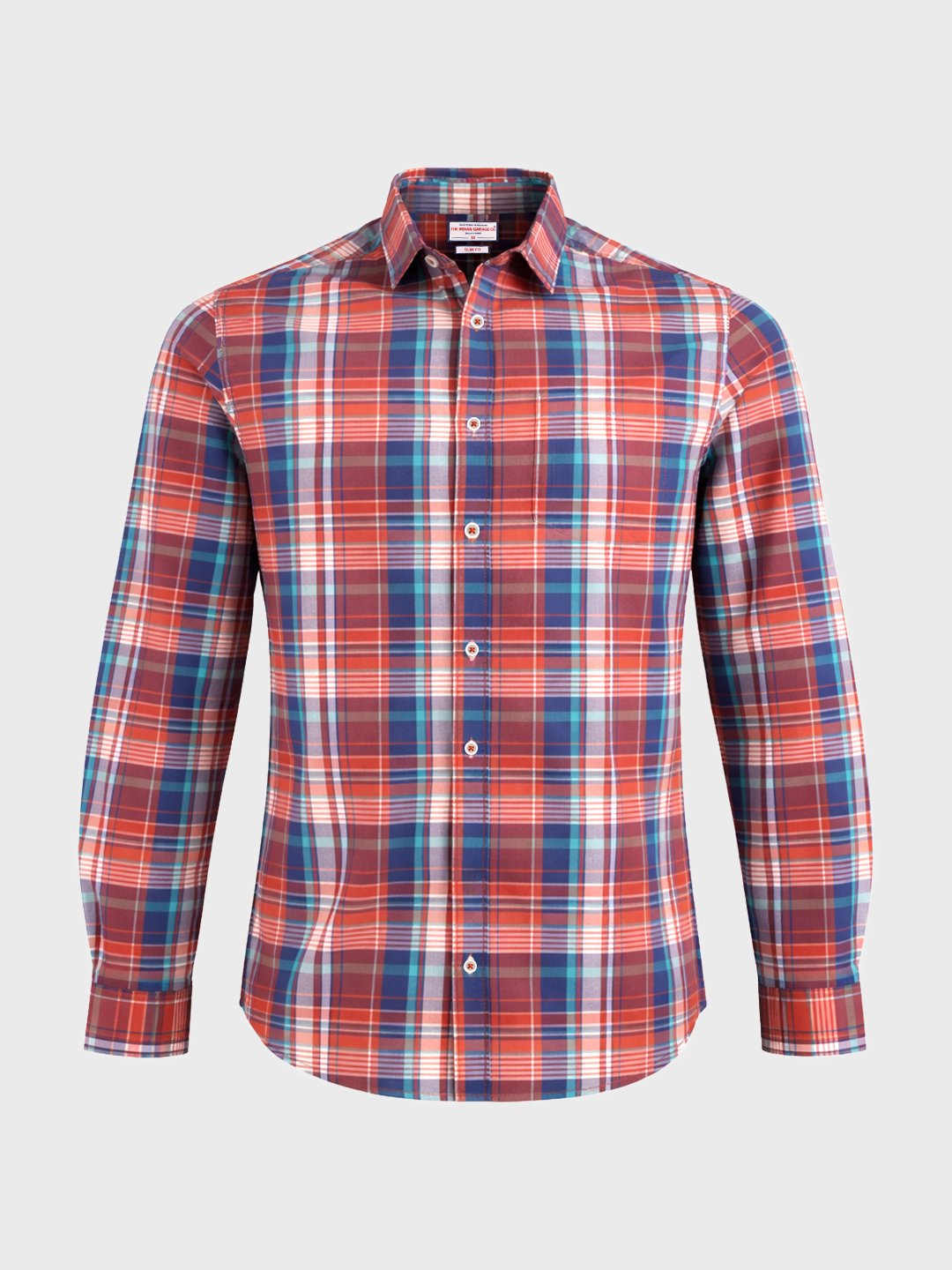 Men Slim Fit Checked Cutaway Collar Casual Shirt