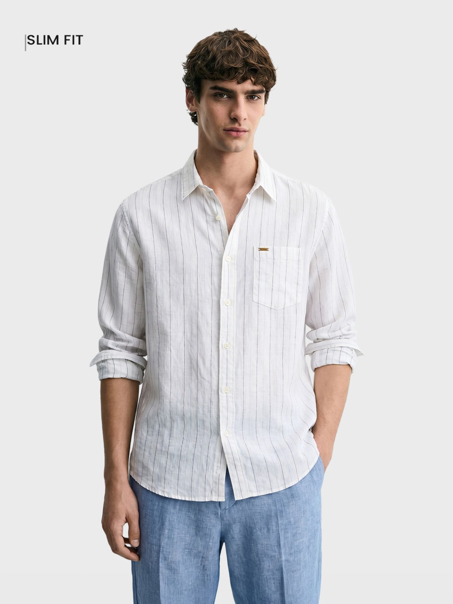 Men Regular Fit Striped Cutaway Collar Casual Shirt