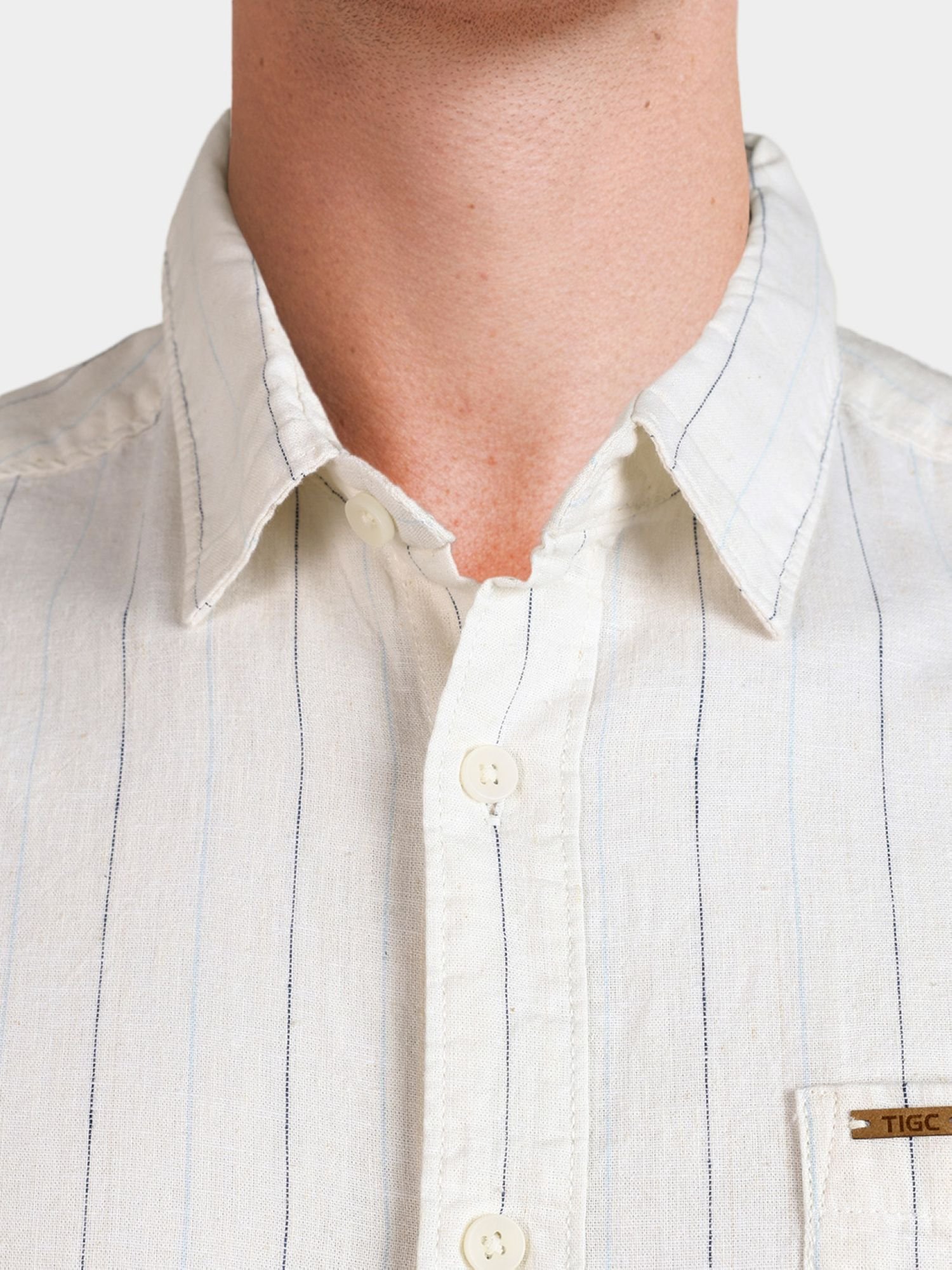 Men Regular Fit Striped Cutaway Collar Casual Shirt
