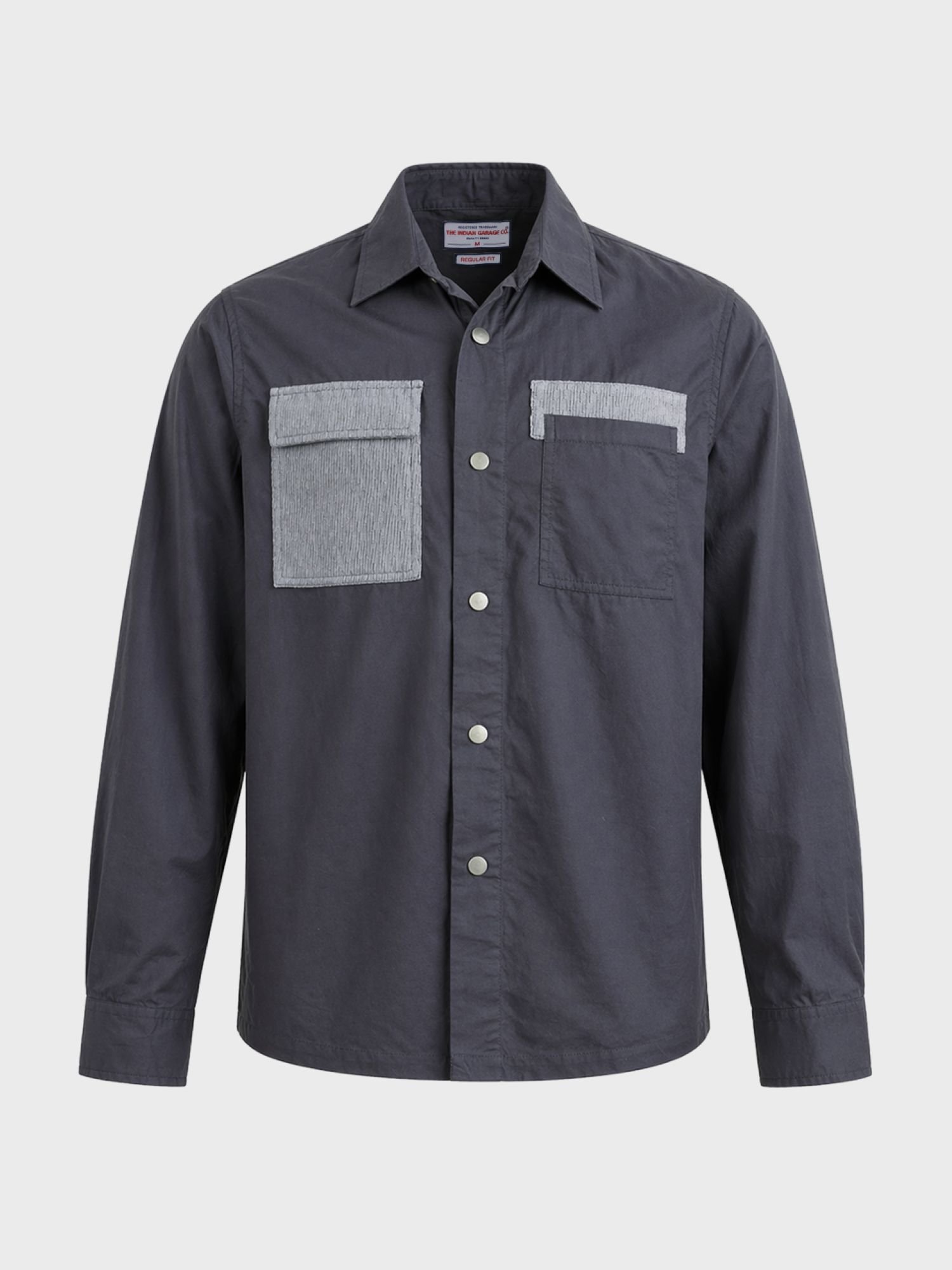Men Regular Fit Solid Cutaway Collar Casual Overshirt