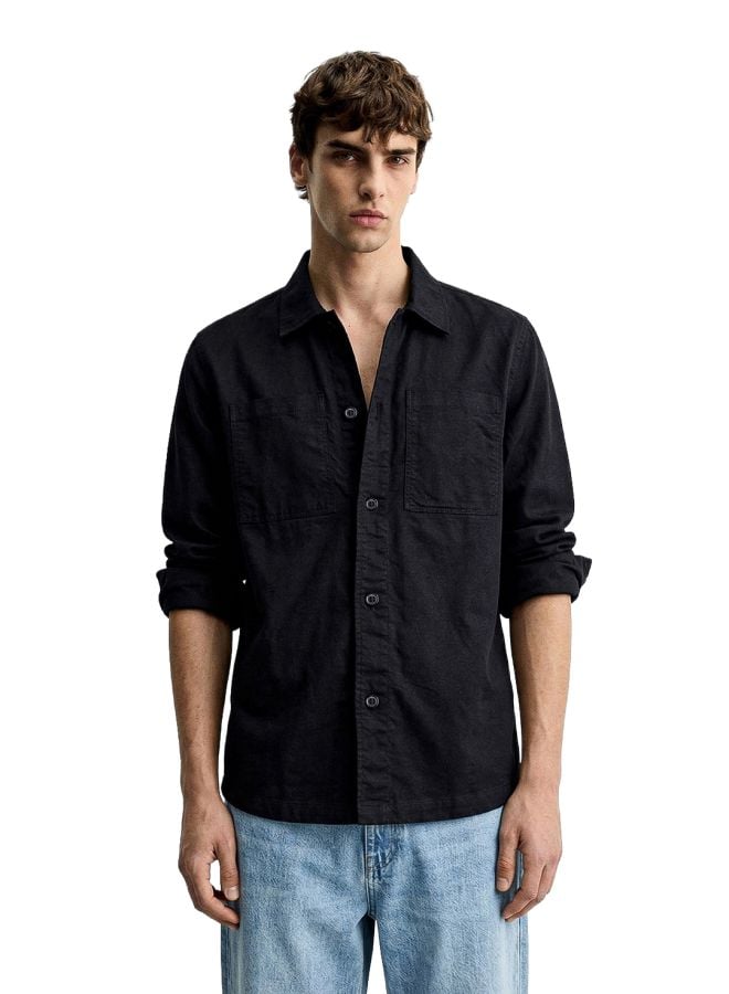 Men Regular Fit Solid Cutaway Collar Casual Shirt