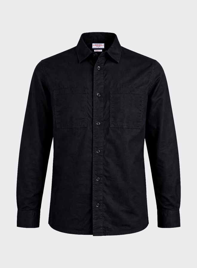 Men Regular Fit Solid Cutaway Collar Casual Shirt
