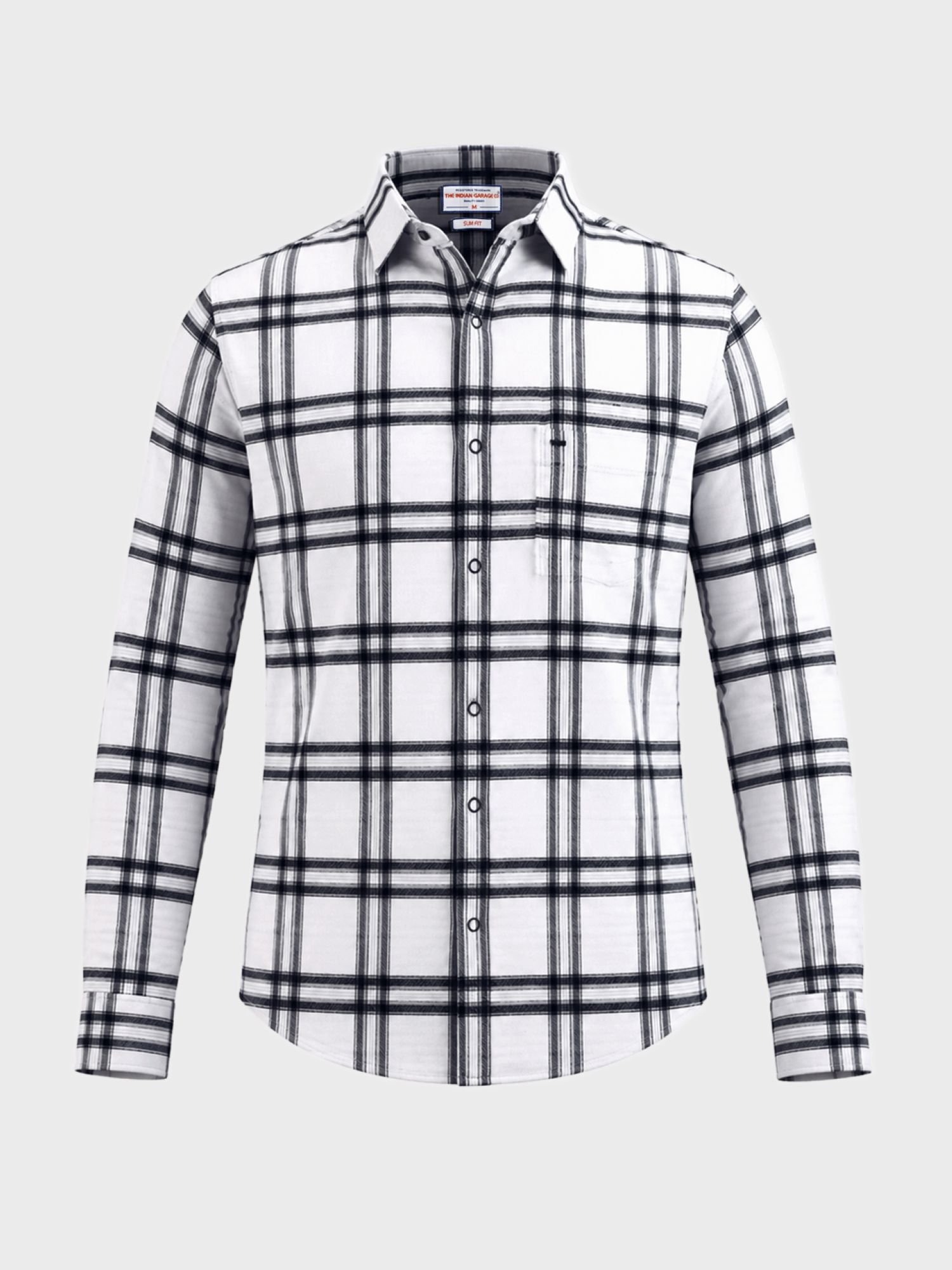 Men Slim Fit Checked Cutaway Collar Casual Shirt