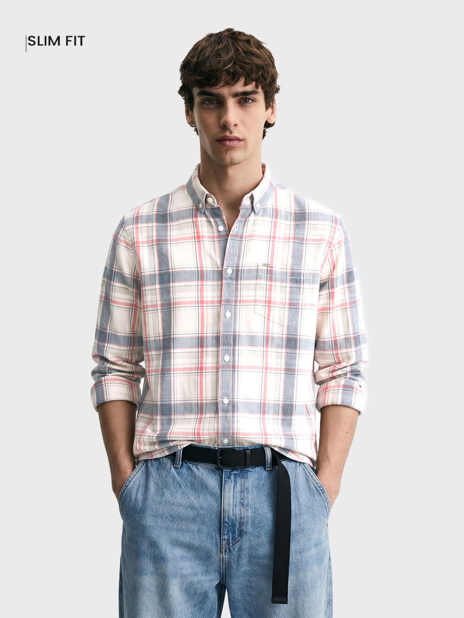 Men Slim Fit Checked Button-Down Collar Casual Shirt
