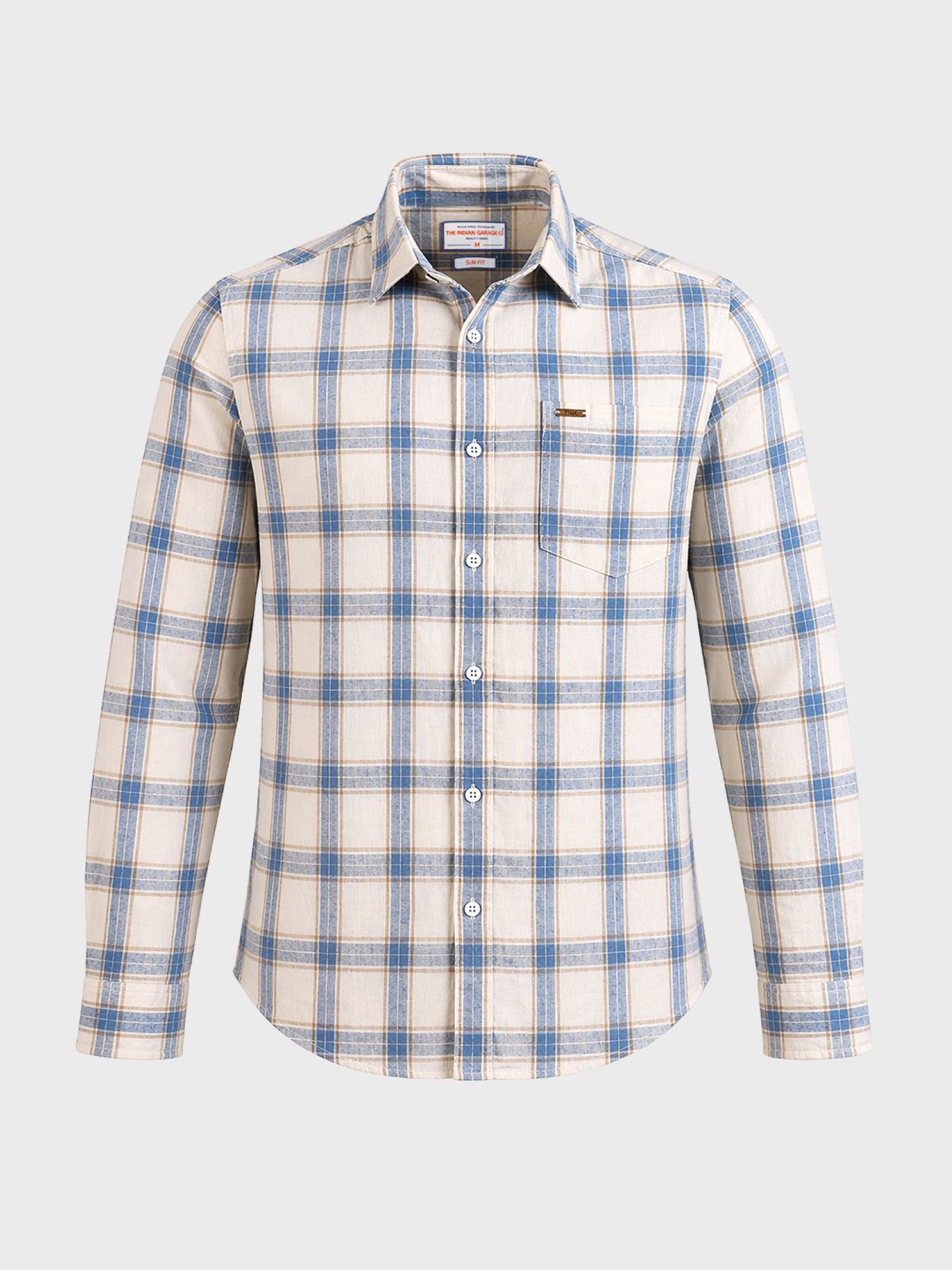 Men Regular Fit Checked Cutaway Collar Casual Shirt