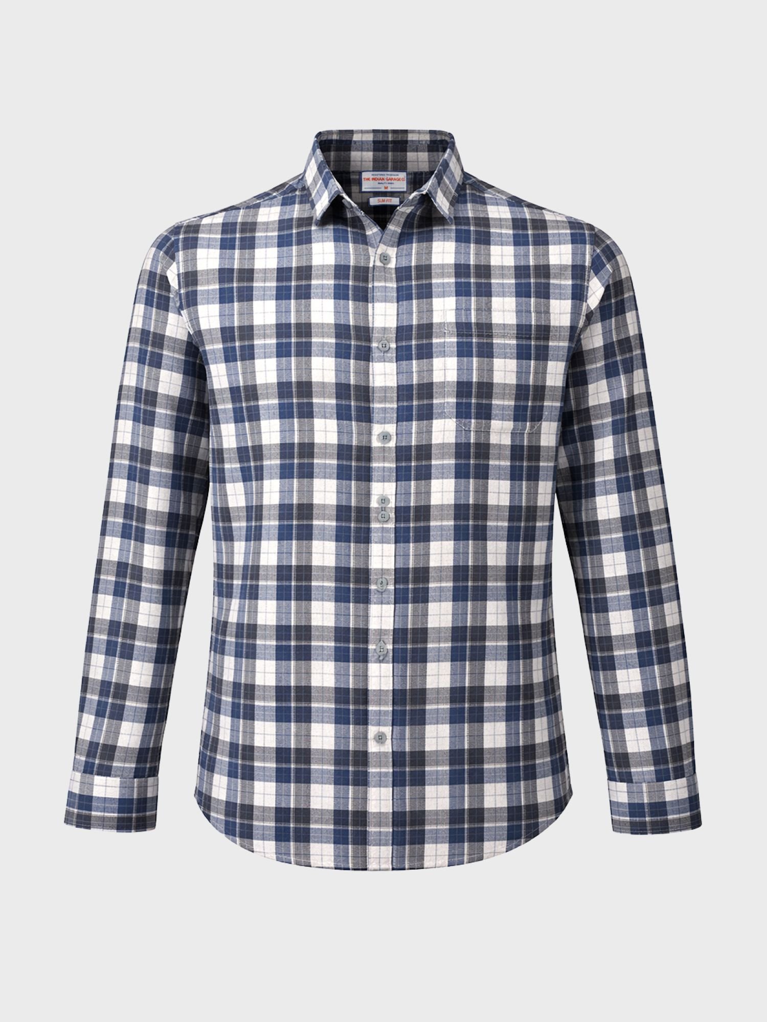Men Slim Fit Checked Cutaway Collar Casual Shirt