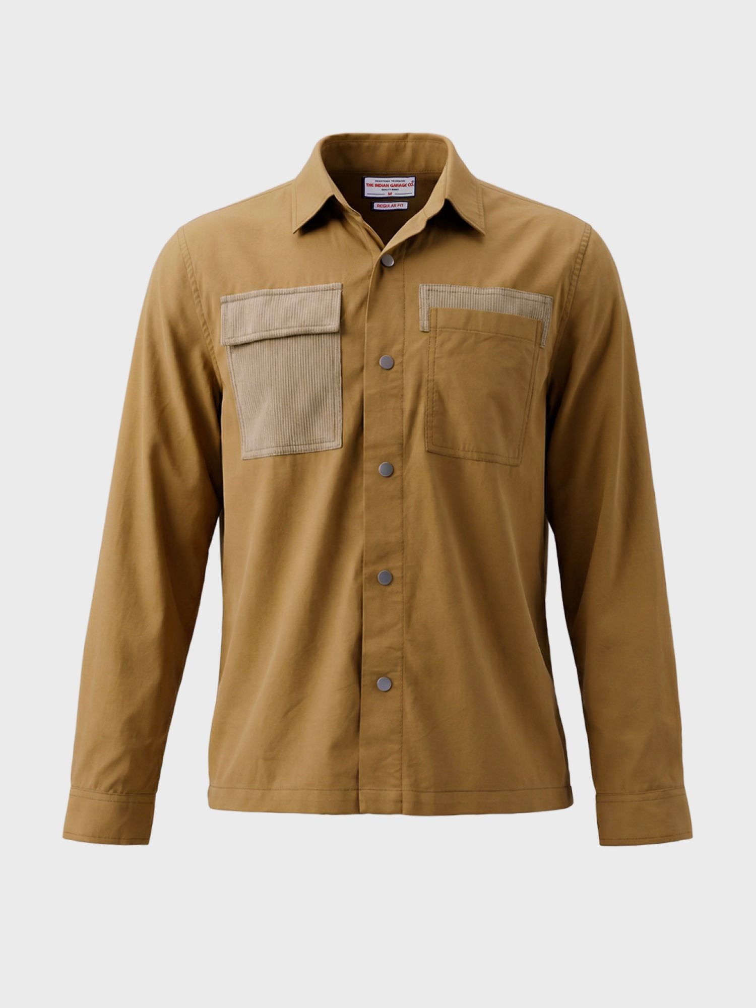 Men Regular Fit Solid Cutaway Collar Casual Overshirt