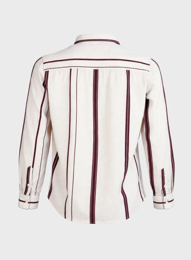 Men Regular Fit Striped Cutaway Collar Casual Shirt