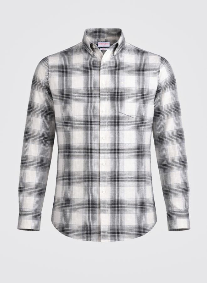 Men Slim Fit Checked Button-Down Collar Casual Shirt