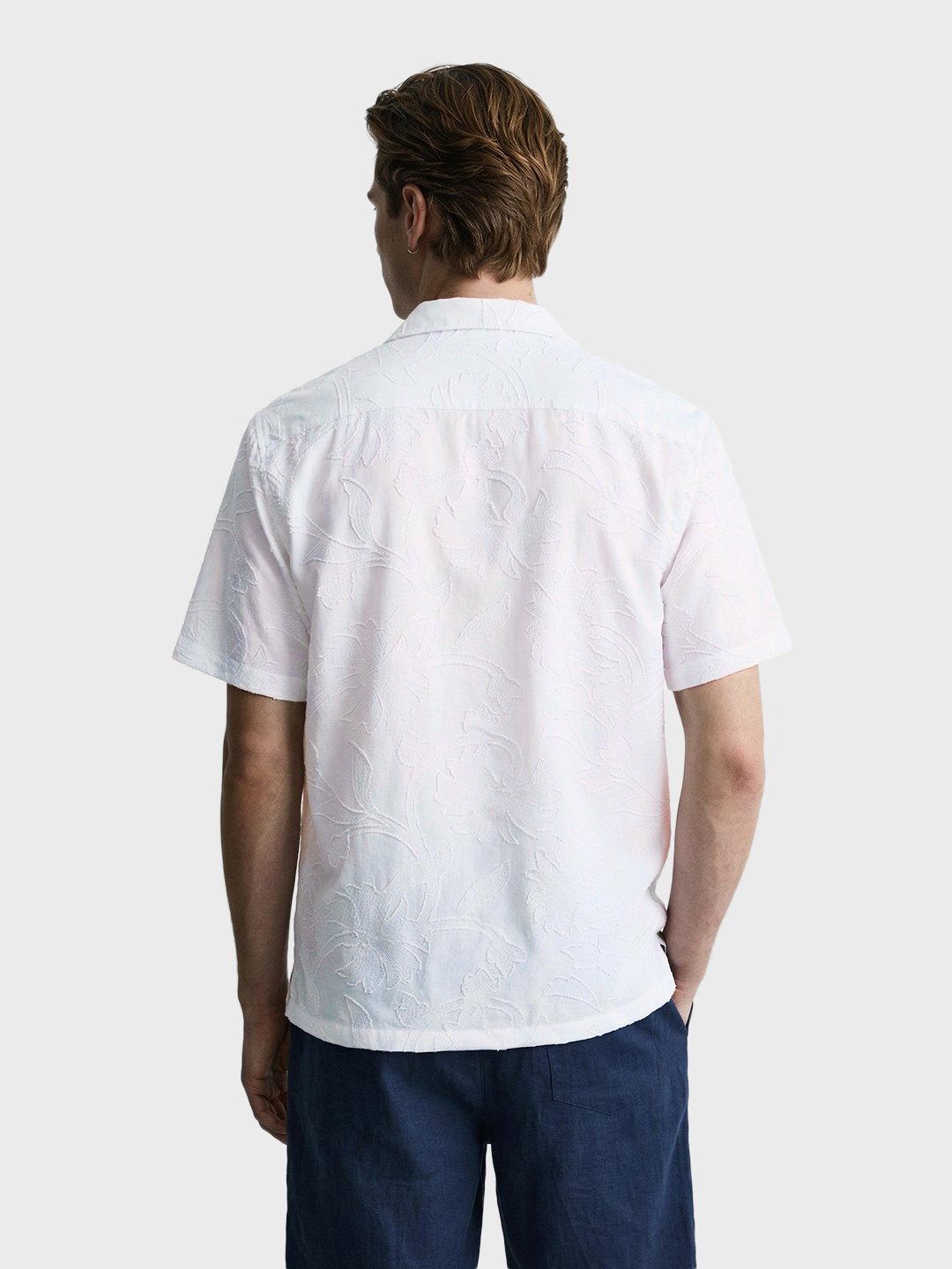 Men Relaxed Fit Textured Cuban Collar Resortwear Shirt