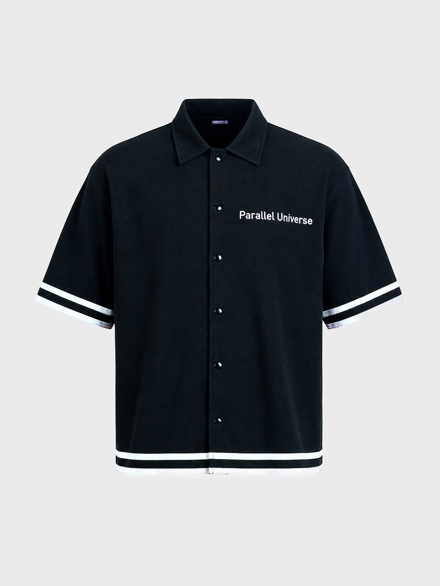 Men Boxy Fit Embroidered Polo Collar Streetwear Shirt