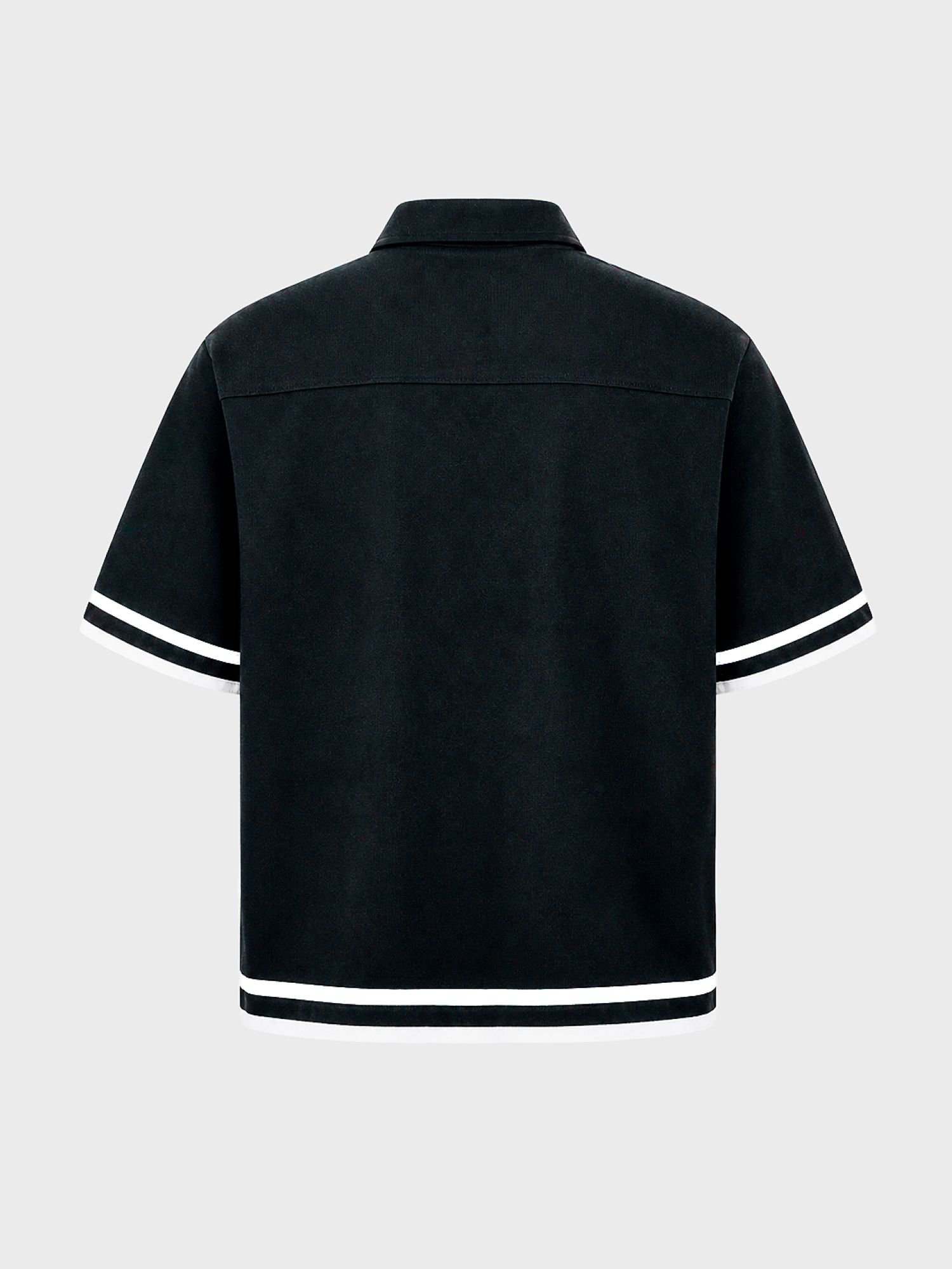 Men Boxy Fit Embroidered Polo Collar Streetwear Shirt