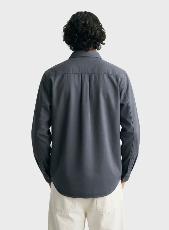 Men Regular Fit Solid Cutaway Collar Casual Overshirt