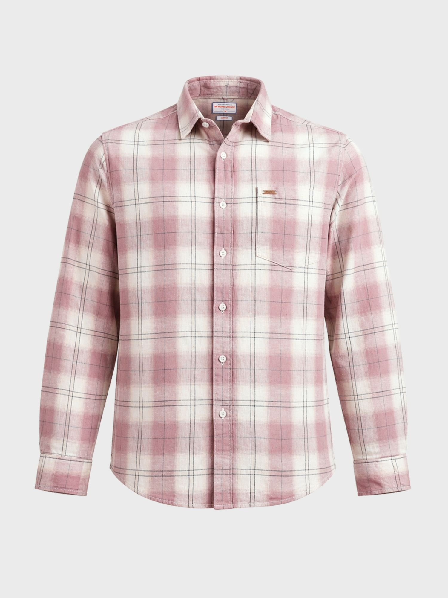 Men Regular Fit Checked Cutaway Collar Casual Shirt