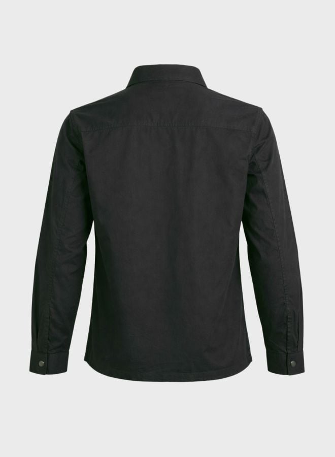 Men Regular Fit Solid Cutaway Collar Casual Overshirt