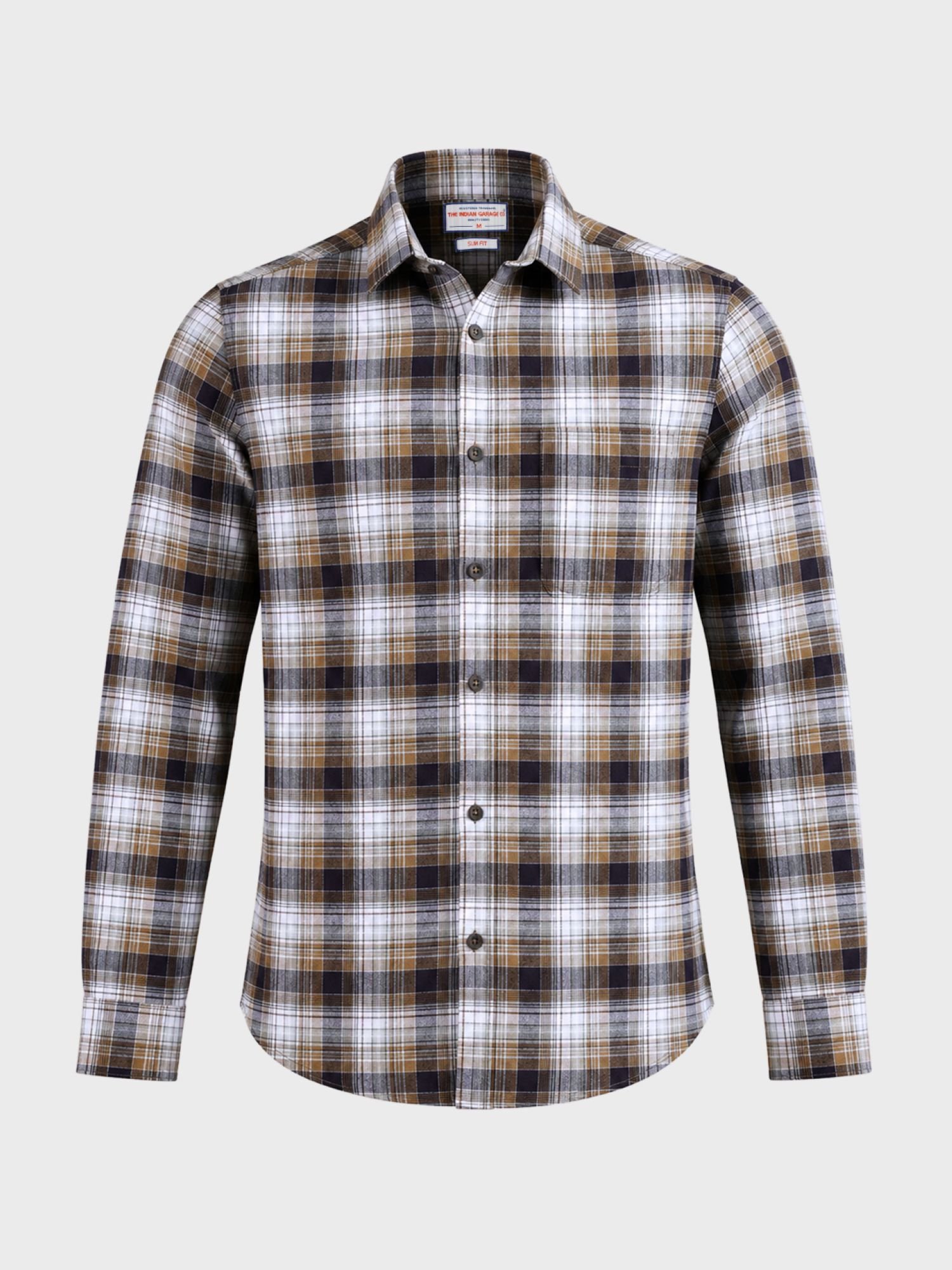 Men Slim Fit Checked Cutaway Collar Casual Shirt