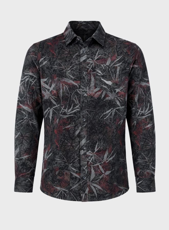 Men Regular Fit Printed Cutaway Collar Casual Shirt
