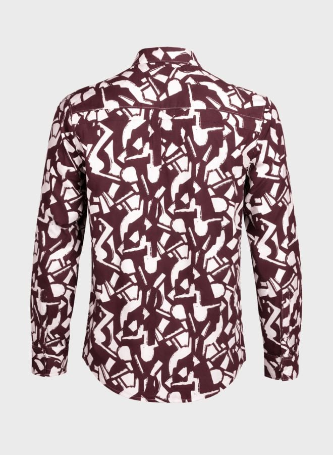 Men Slim Fit Printed Cutaway Collar Resortwear Shirt