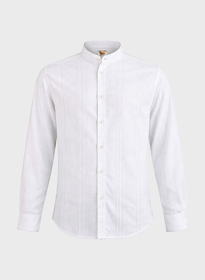 Men Regular Fit Textured Mandarin Collar Resortwear Shirt