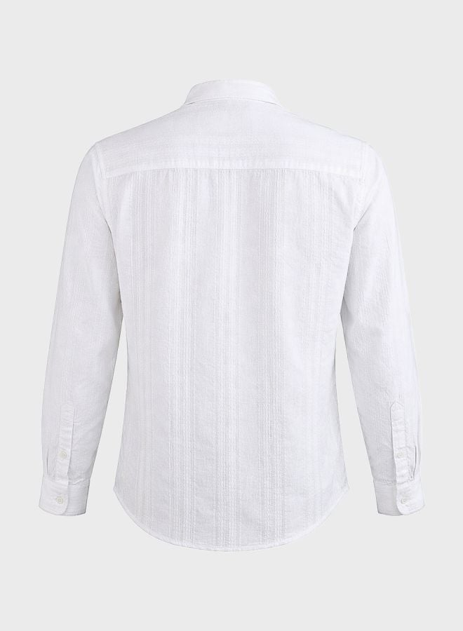 Men Regular Fit Textured Mandarin Collar Resortwear Shirt