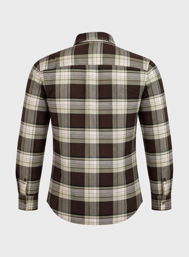 Men Regular Fit Checked Cutaway Collar Casual Shirt