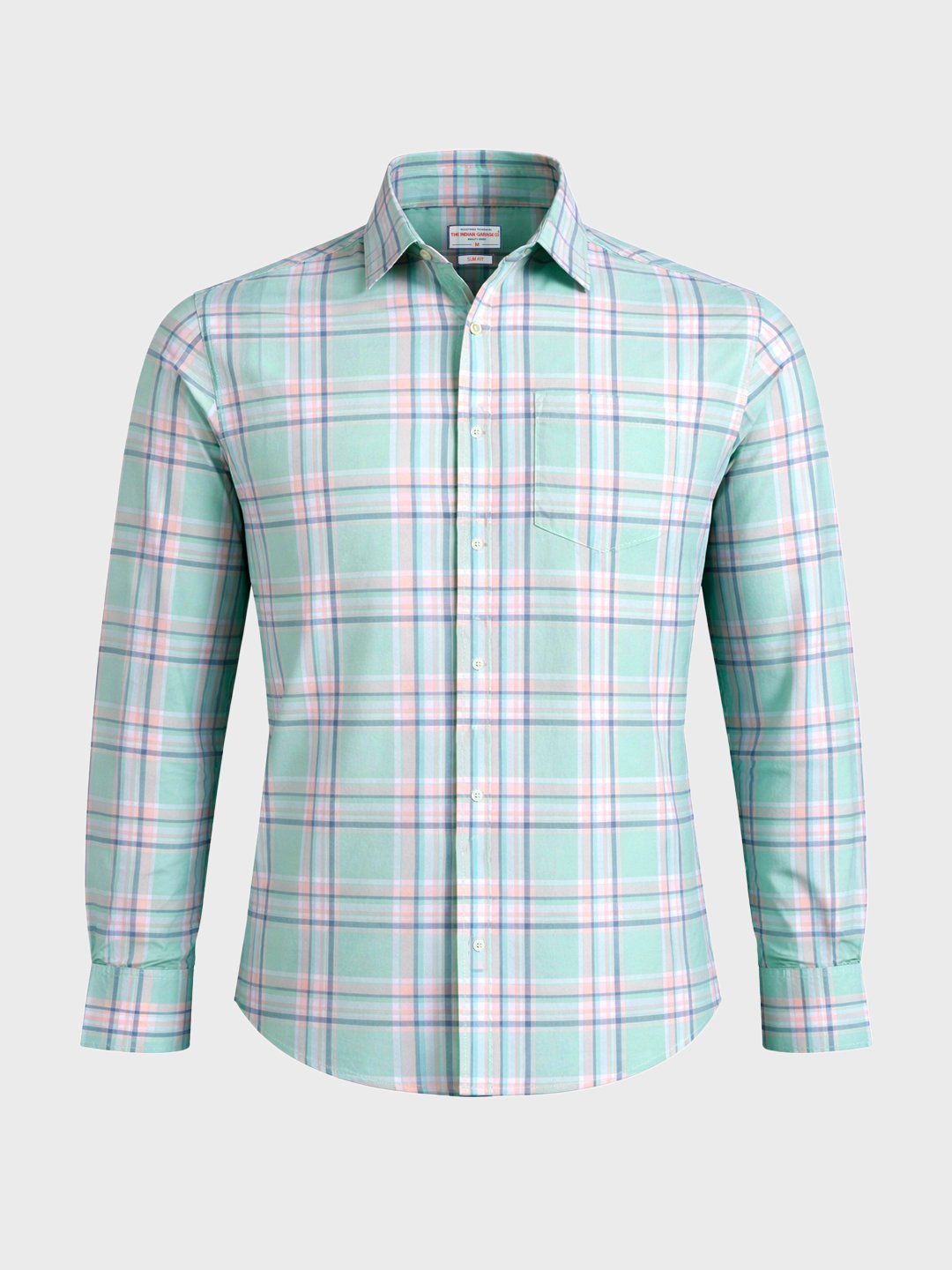 Men Slim Fit Checked Cutaway Collar Casual Shirt