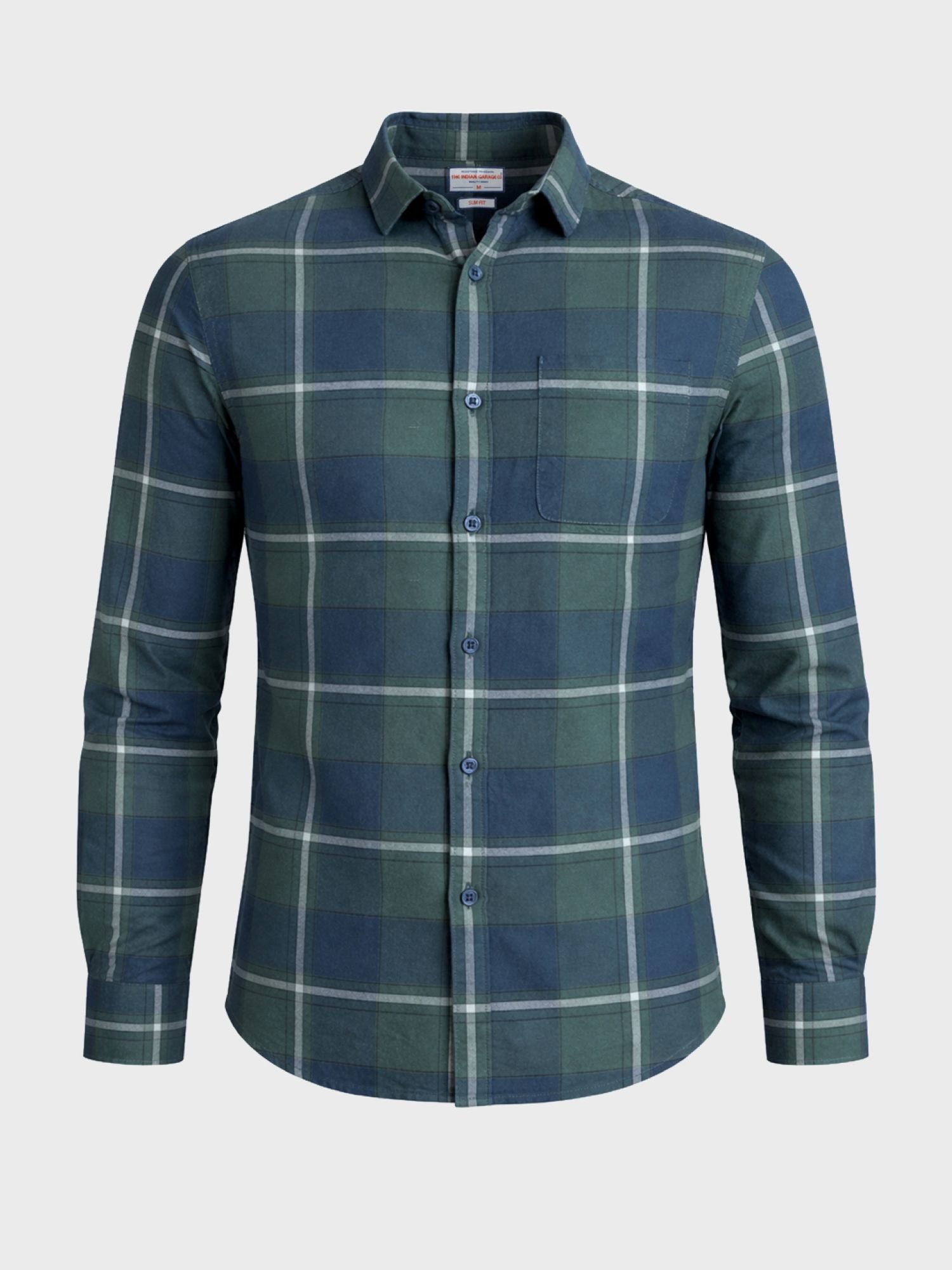 Men Regular Fit Checked Cutaway Collar Casual Shirt