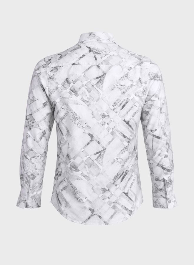 Men Slim Fit Printed Cutaway Collar Party Shirt