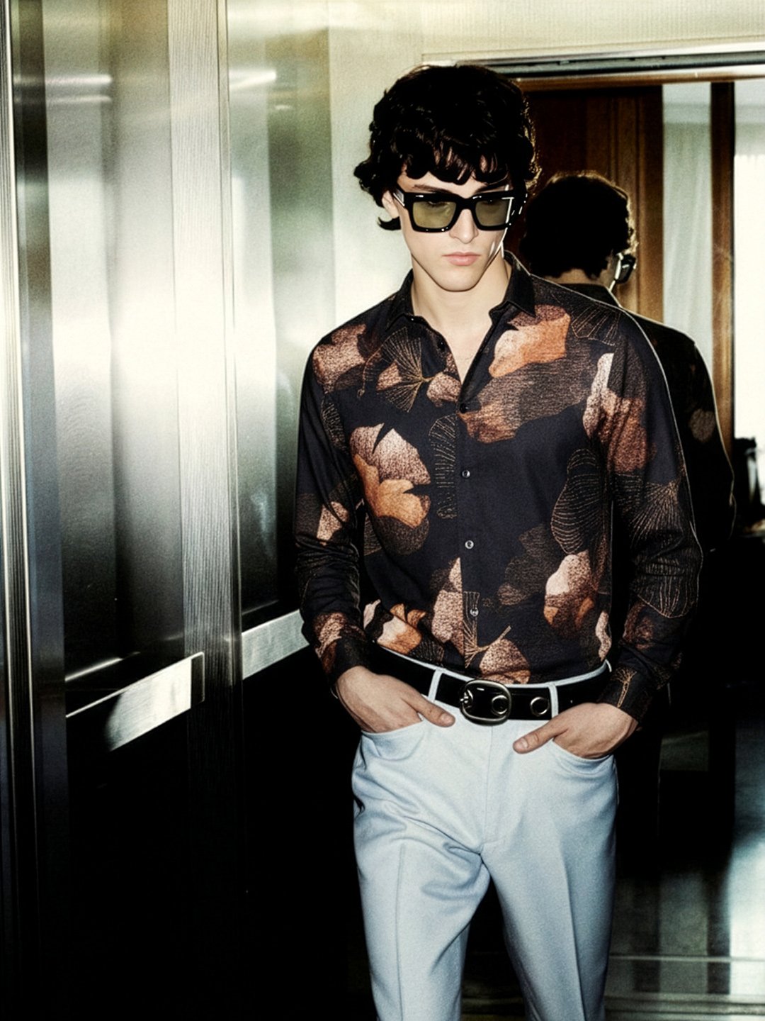 Men Slim Fit Printed Cutaway Collar Party Shirt