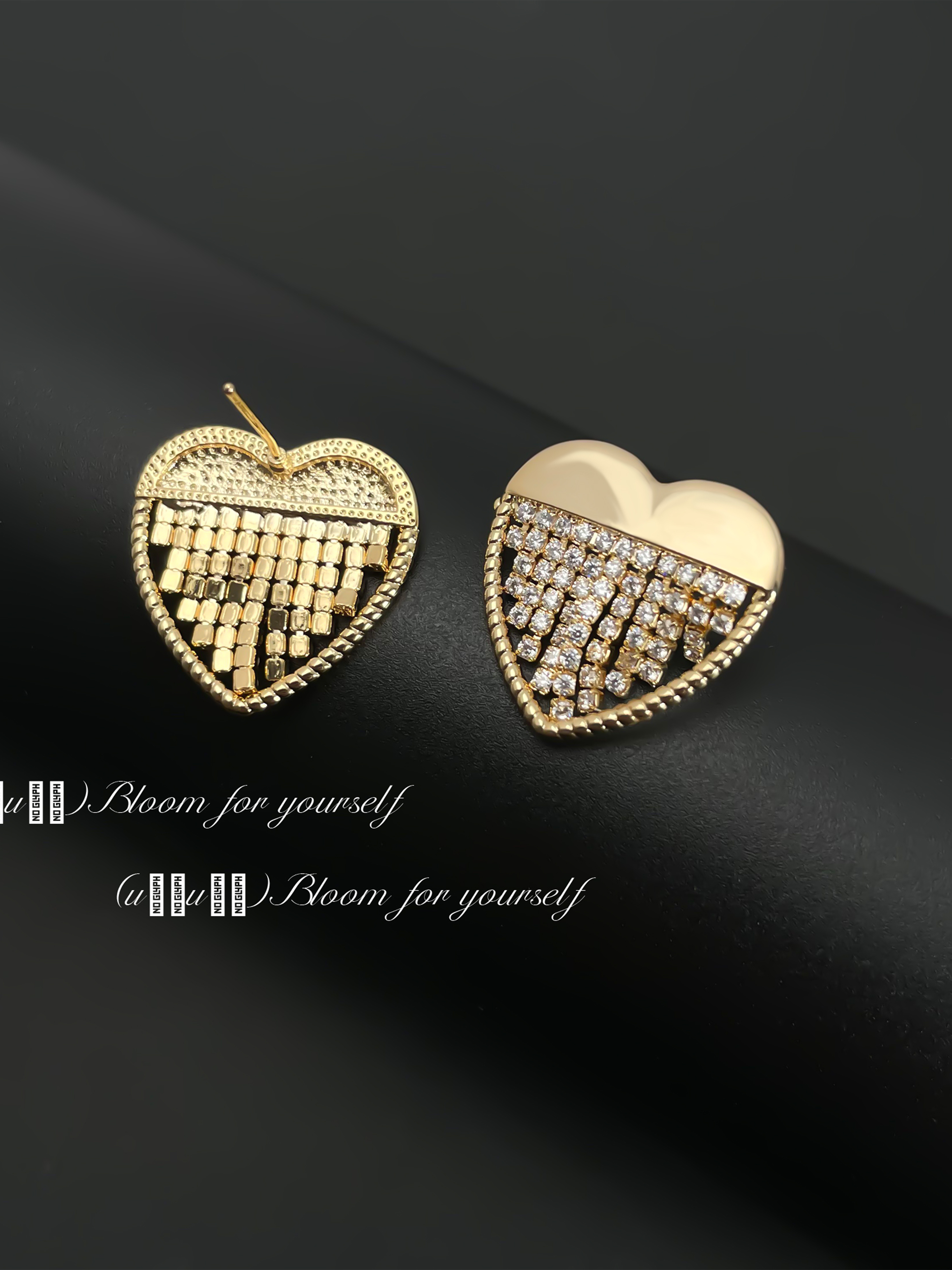 Embellished Heart Stud Earrings