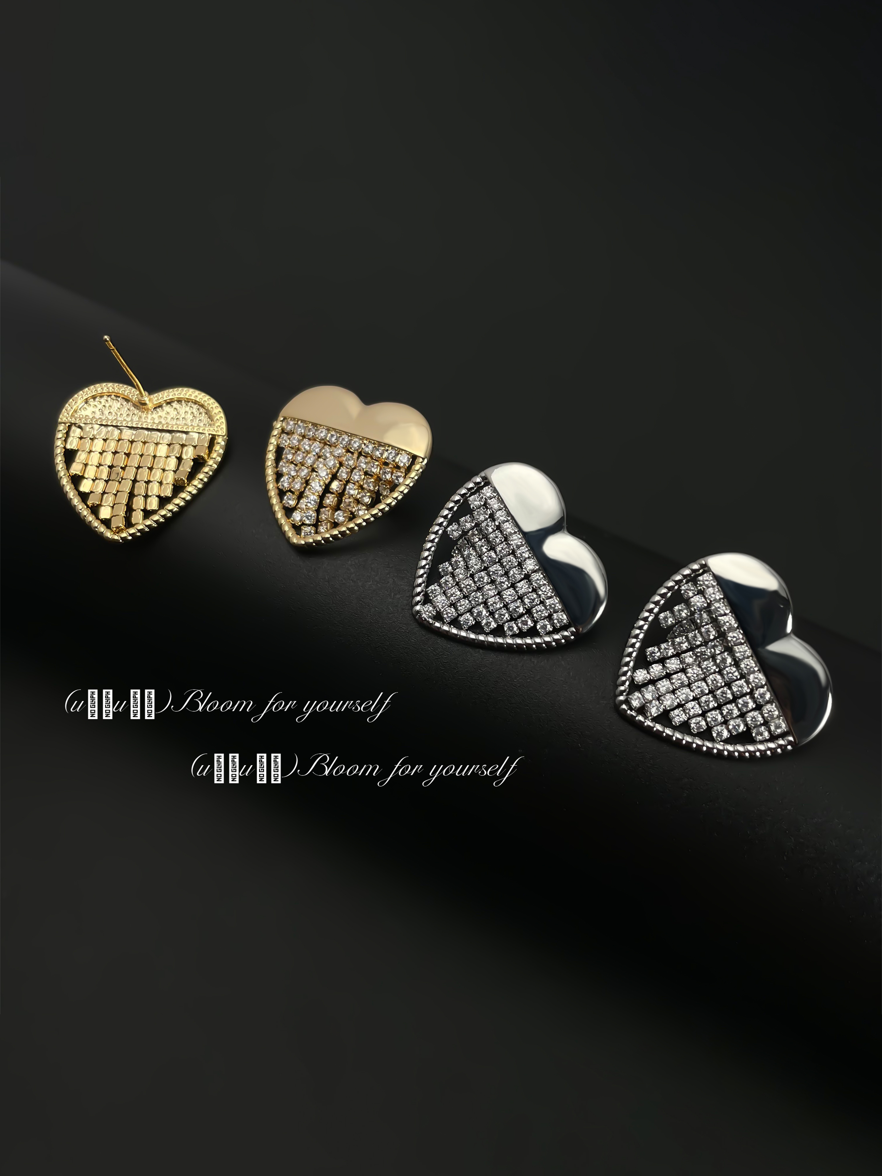 Embellished Heart Stud Earrings