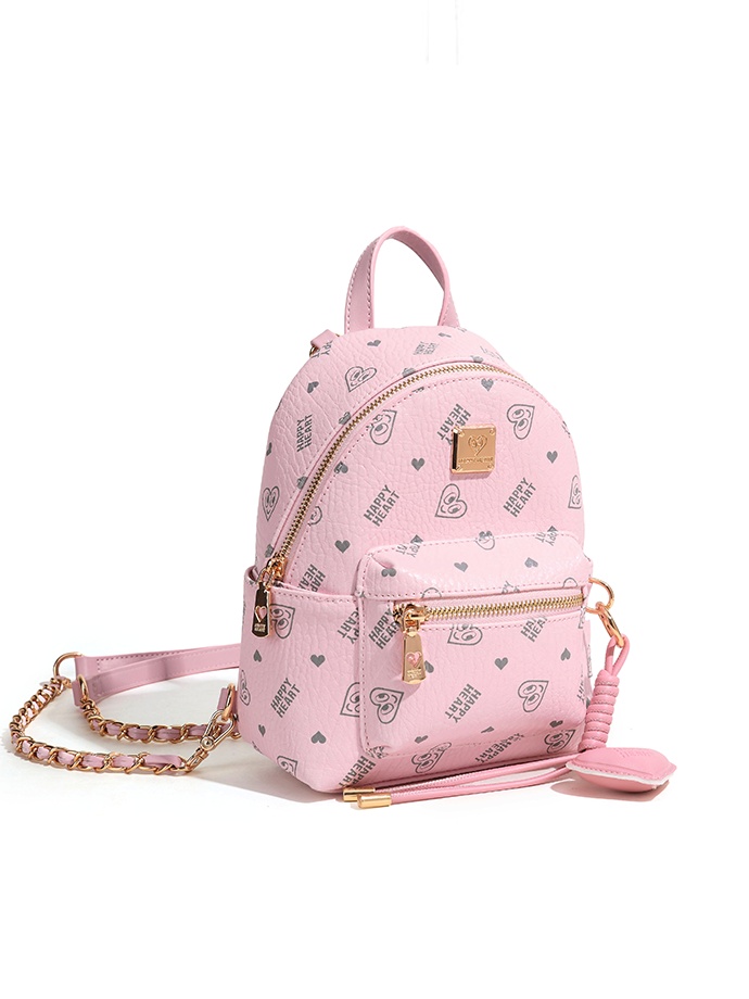 Pink Heart Print Mini Backpack